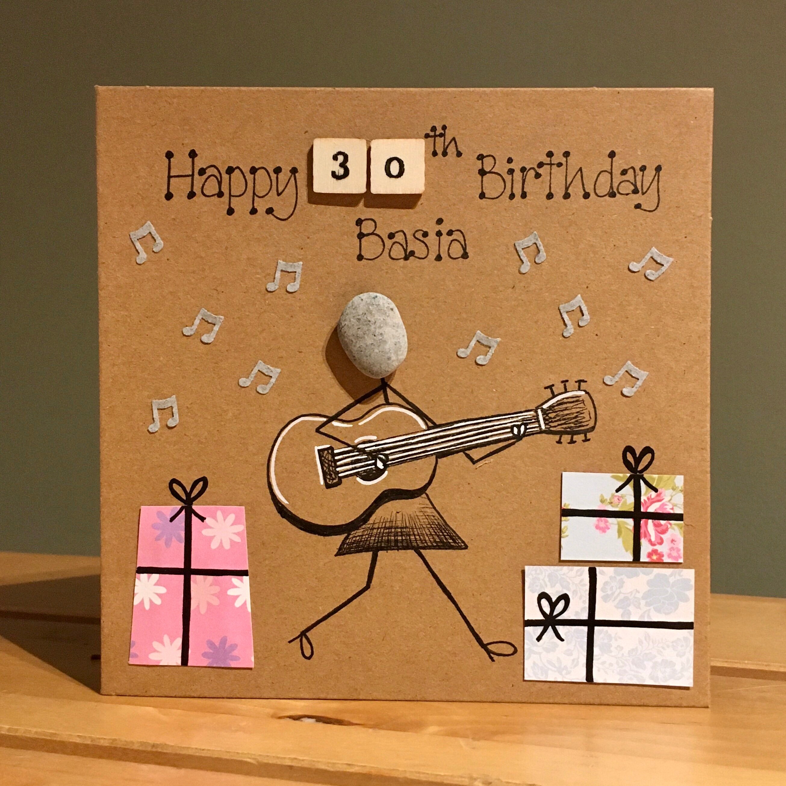 Personalised Guitarist Birthday Card Handmade Hand drawn Etsy UK