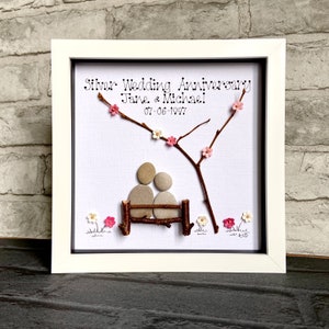 Personalised Wedding Anniversary gift, Silver, Golden, Diamond, Ruby, Handmade, Parents Anniversary, Pebble Couple, Handmade