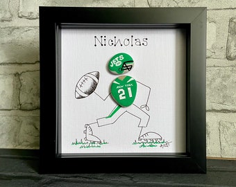 American Football Fan Gift, NFL Pebble Frame, Personalised Unique, Xmas Gift, Unique Birthday Gift, Sports Gift, Handmade, Hand Painted