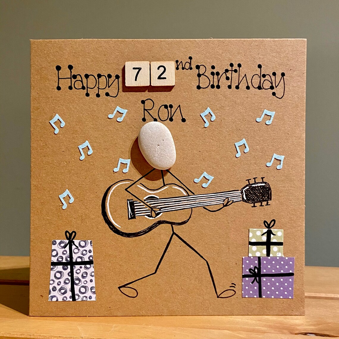 Personalised Guitarist Birthday Card Handmade Hand drawn Etsy
