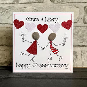 Tarjeta de aniversario hecha a mano, tarjeta de aniversario de bodas personalizada, tarjeta con guijarros peculiares, tarjeta de aniversario de pareja dibujada a mano, tarjeta divertida y linda