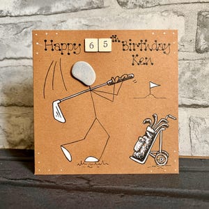 Cartão de aniversário de golfe personalizado, jogador de golfe fofo, cartão de dia dos pais, cartão de aniversário para ele, cartões feitos à mão, cartões peculiares