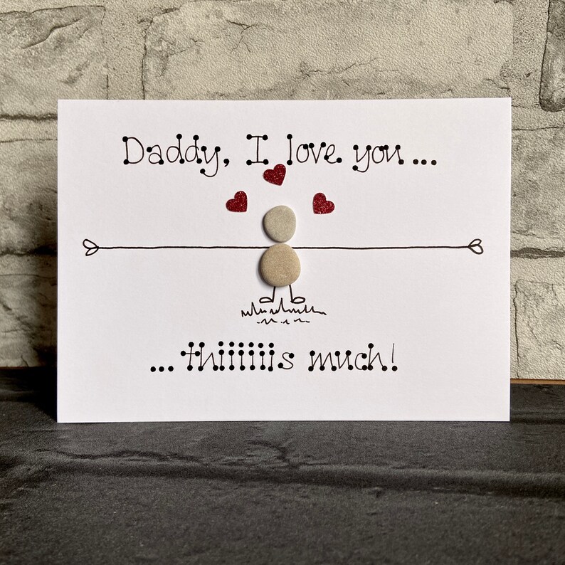 Cute Fathers Day Card for Daddy, Handmade Pebble Birthday Card for Dad ...