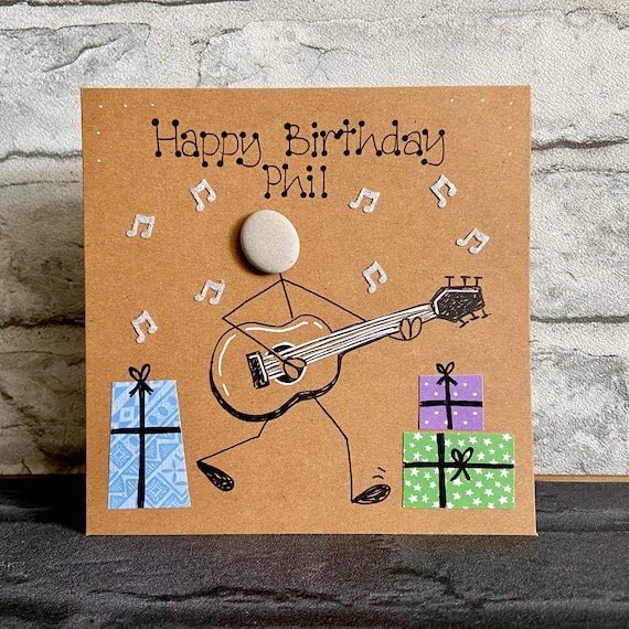 Biglietto d'auguri personalizzato con basso elettrico - Gruppo rock, chitarrista, musica, ritaglio di carta, per lui, per lei, musicista, figlio, festa del papà, ritaglio di carta - Italia
