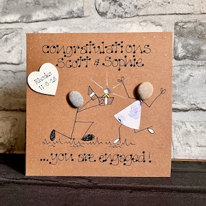 Engagement Card, Handmade Card with Pebbles, Getting Married Card, She Said Yes Card, Engaged, Congratulations Card