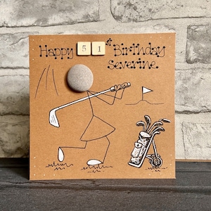 Cartão de aniversário de golfe personalizado, jogador de golfe bonito, jogador de golfe feminino, cartão de dia das mães, cartões feitos à mão, cartões peculiares