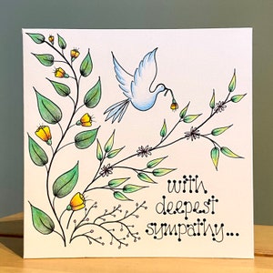 Carte de sympathie faite main, carte de deuil dessinée à la main, sur mesure, unique, perte, funérailles, commémoration, pour lui ou elle