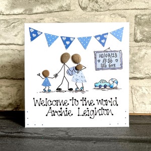 Carte de naissance personnalisée, faite main, dessinée à la main, sur mesure, bébé fille, bébé garçon, félicitations, nouvel arrivant, naissance
