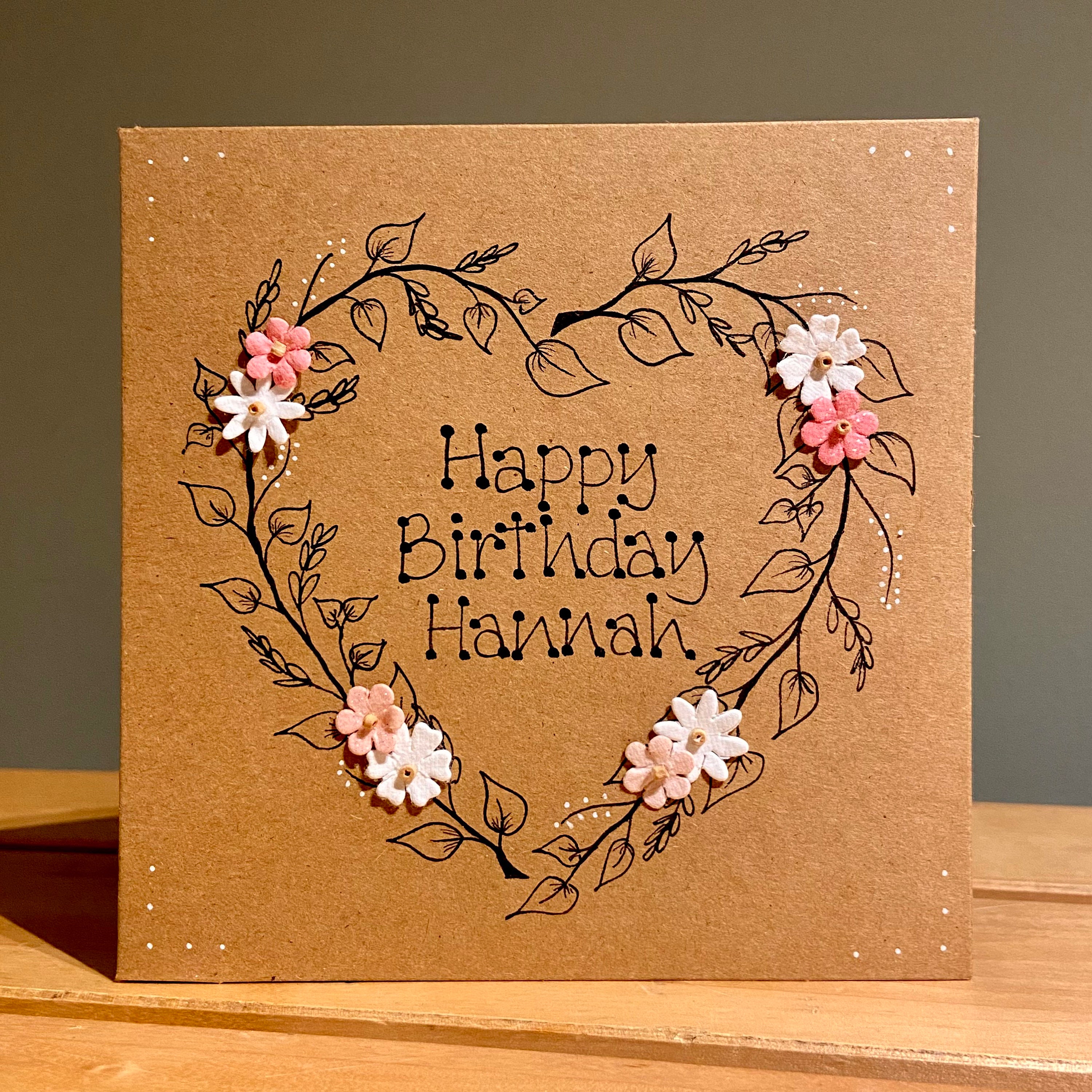 Personalised Happy Birthday Card Heart Flowers Mum Auntie | Etsy