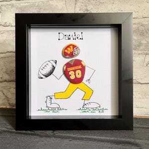Cadeau pour fan de football américain, cadre en galets de la NFL, cadeau unique personnalisé, cadeau de Noël, cadeau d'anniversaire unique, cadeau de sport, fait main, peint à la main