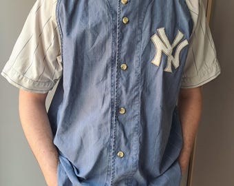 Camiseta de béisbol de algodón Coppertown de la colección Mirage de los Yankees de Nueva York, talla L, años 90, Nueva York.