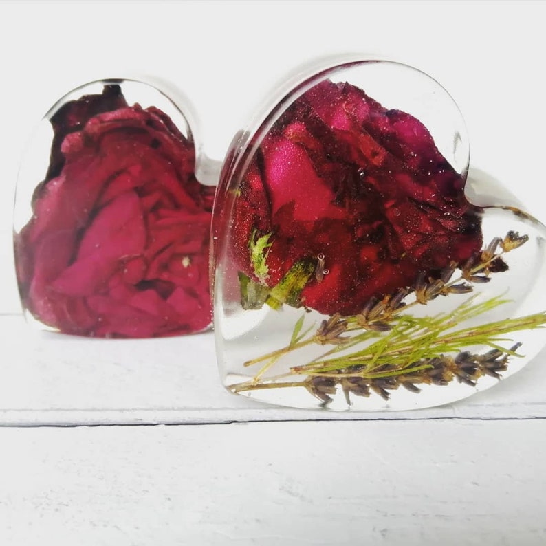 Funeral Flower Preservation Memento Resin Heart 8cm Flowers Etsy UK
