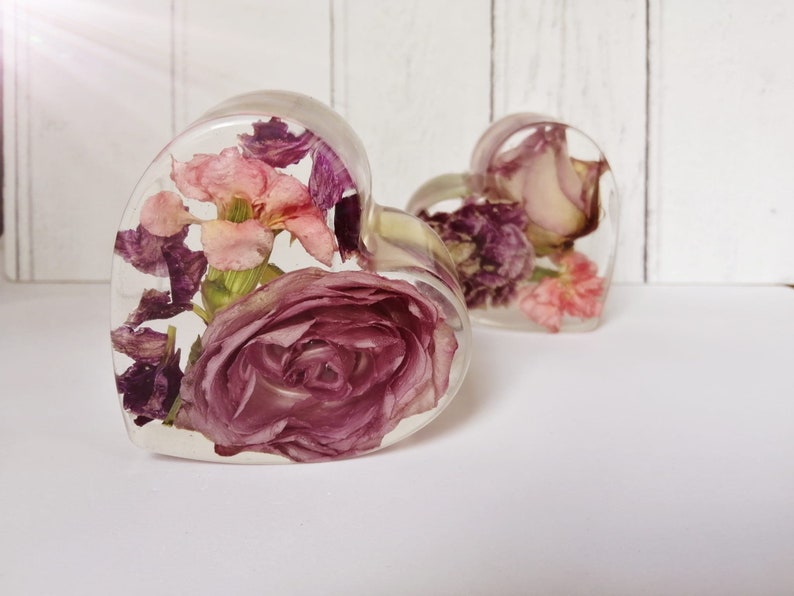 Funeral Flower Preservation Memento Resin Heart 8cm Flowers Etsy UK