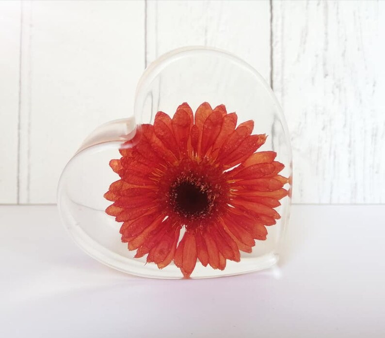 Funeral Flower Preservation Memento Resin Heart 8cm Flowers Etsy UK