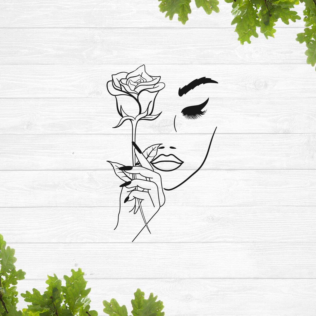 Woman With Rose Svg, Lady and Flower Svg, Floral Girl Svg, Afro Woman ...