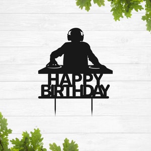 Dj birthday topper svg, Disk Jockey birthday cake topper svg, Twenty one svg, Happy birthday svg, Party birthday decor