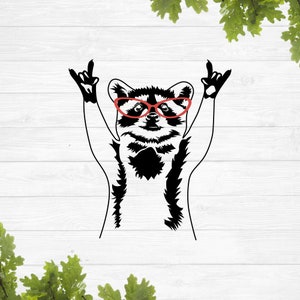 Funny raccoon with glasses svg