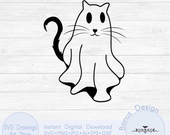 Cat ghost svg, Cute halloween cat svg, Boo cat svg, Spooky cat svg, Cat lovers, Funny cat ghost
