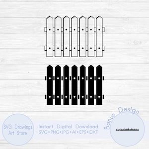 Wooden fence svg, Wood picket fence svg, Garden fence svg, Fence farmhouse svg