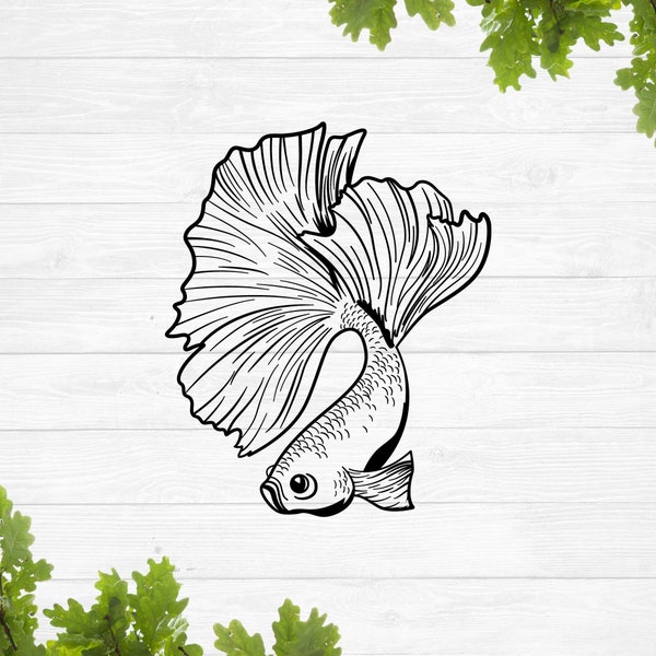 Betta fish svg, Siamese fighting fish svg, aquarium fish svg, decorative fish svg, swimming fish svg