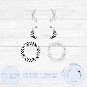 Laurel wreath svg, Leaf border svg, Wedding wreath svg, Circle svg, Floral wreath svg, Wreath monogram svg, Circle frame svg
