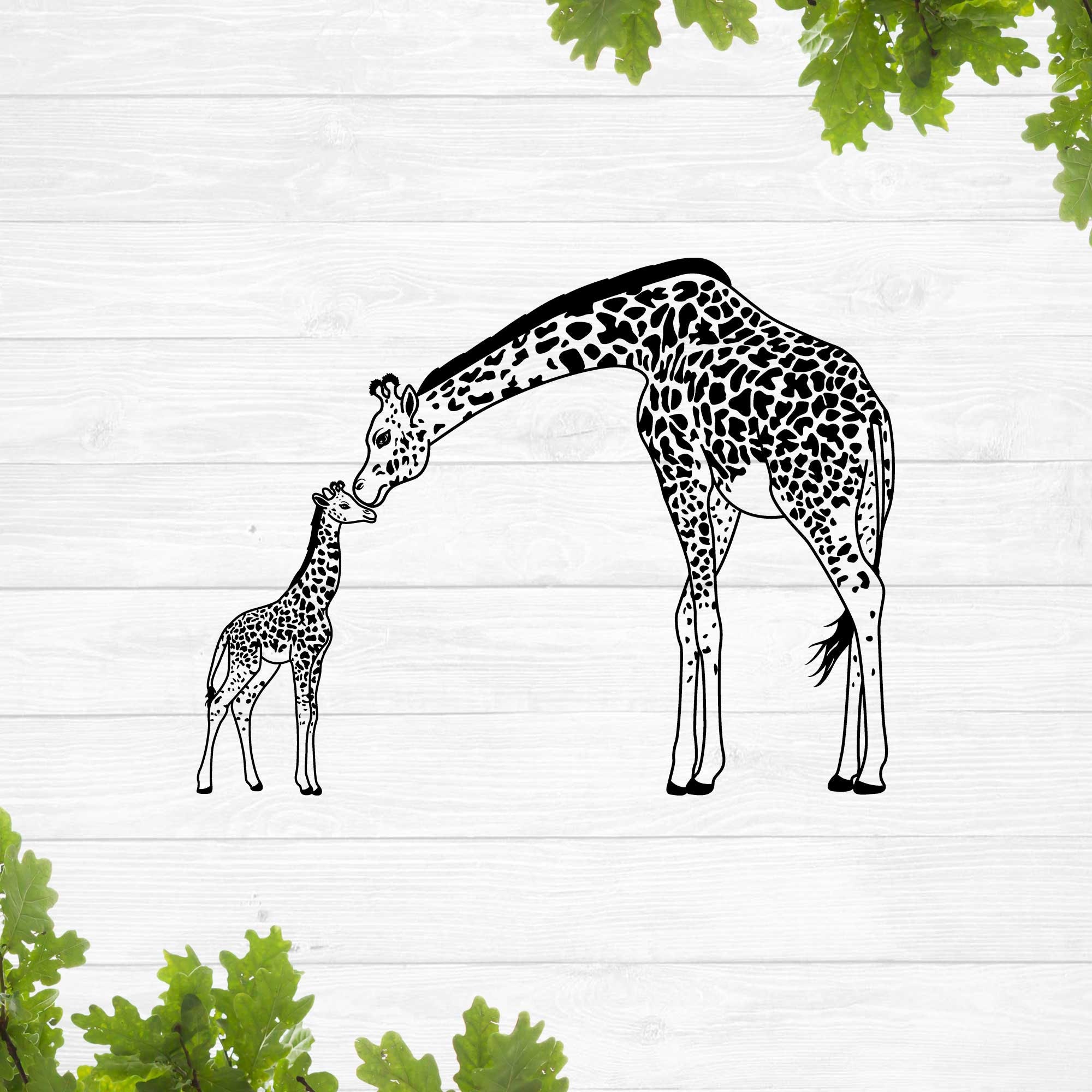 Mom and Baby Giraffe Monogram H