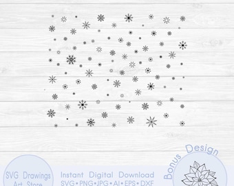 Snowflakes seamless pattern svg, Winter background svg, Christmas snowflake svg, Winter craft svg, Seamless snow svg, Snowflake wall art svg