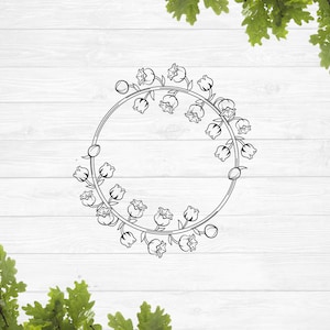 Svg de muguet, frontière florale svg, svg monogramme fleur, svg cadre floral, svg fleurs de printemps