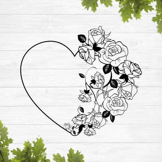 Floral Heart Wreath Svg Heart With Flowers Svg Happy - Etsy