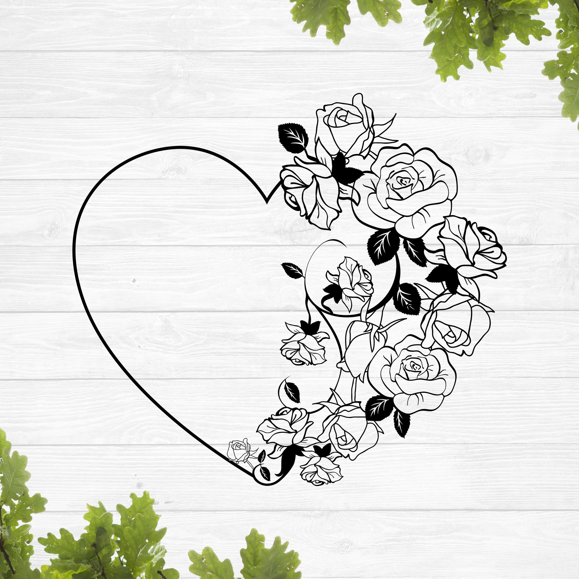 Floral Heart Wreath Svg, Heart With Flowers Svg, Happy Valentines Day ...