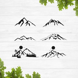 Bergkette svg, einfache Berg svg, Silhouette Berg svg, Berge svg, Berge und Bäume svg, Abenteuer erwartet svg
