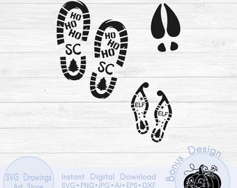 Stencil elfo SVG, impronte di elfo, impronta di mano di elfo, sagoma di elfo, tracce di elfo, magia natalizia degli elfi, SVG di Natale, Wichteltür, png, jpeg, dxf - Italia