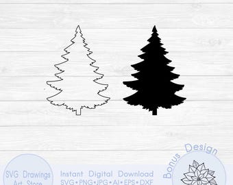 Christmas tree svg, Pine tree silhouette, Winter forest svg, Woodland svg, Christmas craft svg, Christmas design svg, Winter svg