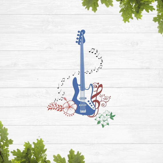 SVG Electric Guitar With Flowers Svg Floral Bass Guitar