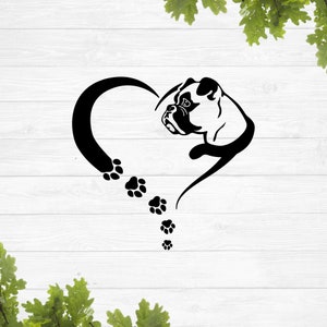 Hondenpootafdruk svg, hond moeder svg, hond gezicht svg, hond vader svg, bokser moeder svg, bokser silhouet svg, sublimatie ontwerpbestanden, vinyl stencil