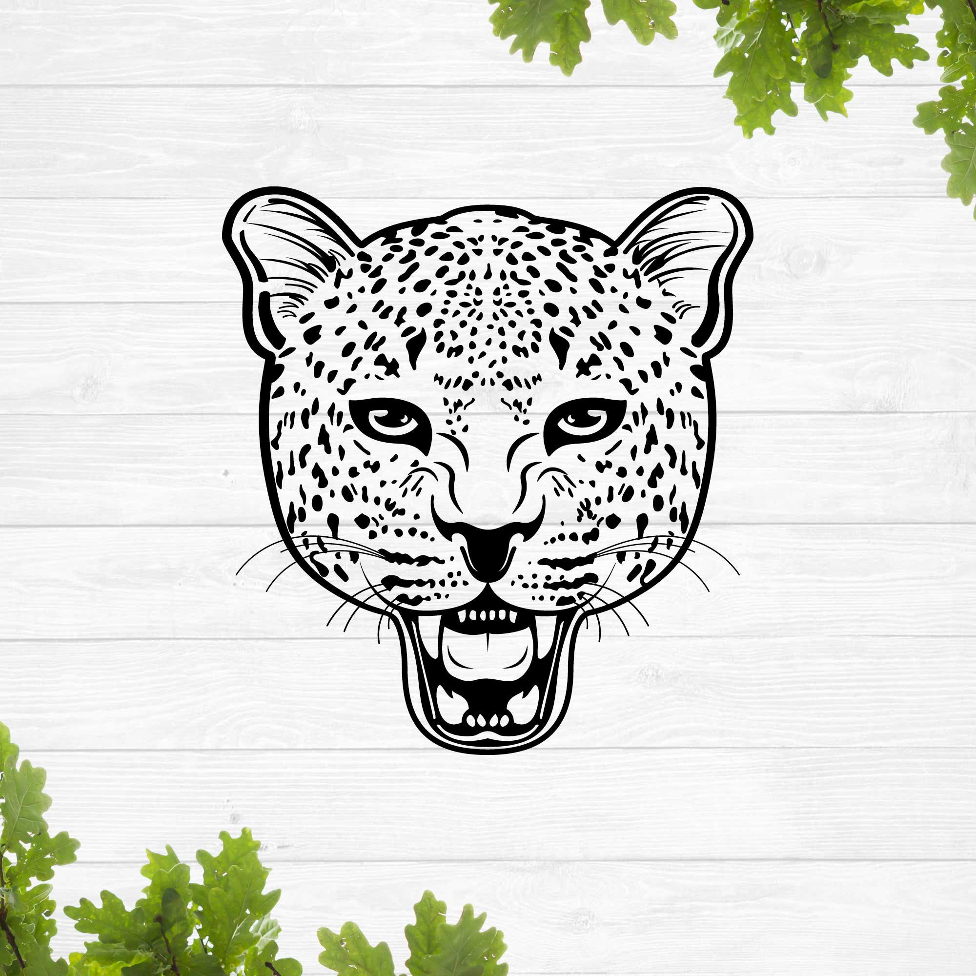 Black and white jaguar print head band.  Phillies RT9 Peeking Jaguar Head | Feline Vector Graphic Laser File  main image 3