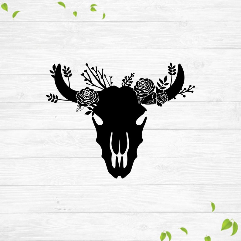 Cow Skull With Flowers Svg Image Boho Bull Skull Svg Design - Etsy