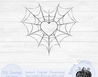 Herz Spinnennetz svg, Halloween svg Design, Halloween decor svg, Spiderweb svg