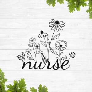 Floral nurse svg, wildflowers nurse svg, Flower bouquet svg