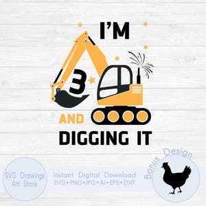 Construction birthday svg, Excavator kids birthday png design, 3rd birthday svg, Construction theme svg
