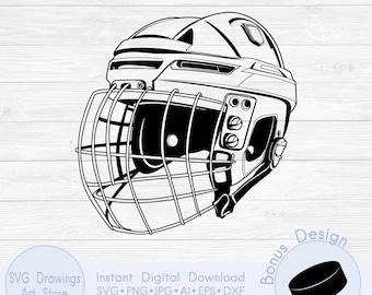 Diseño de clipart SVG de casco de hockey, máscara de portero SVG, equipo de hockey SVG, hockey sobre hielo SVG