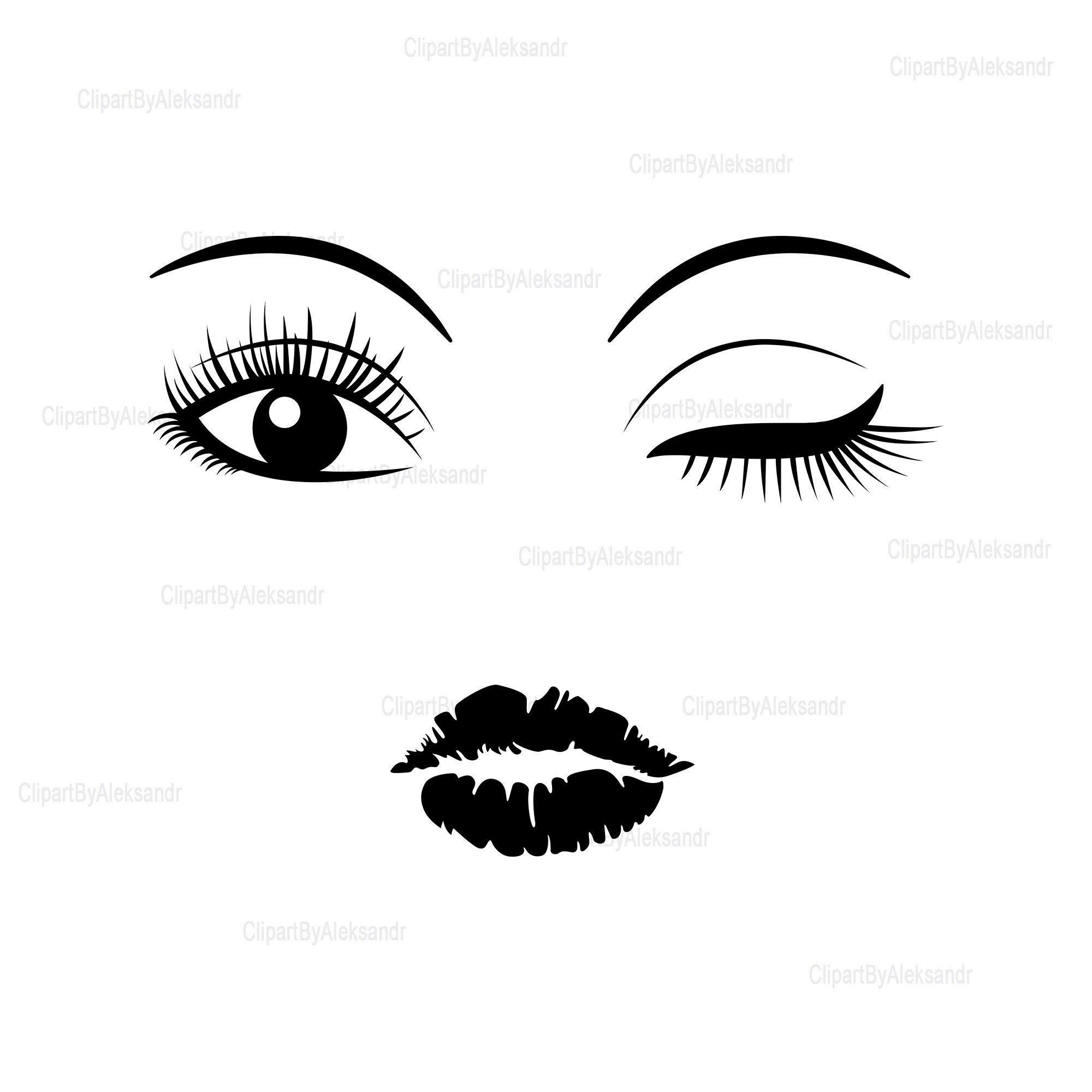 Eyelashes and lips 2 svg Eyelash svg eye lashes svg | Etsy