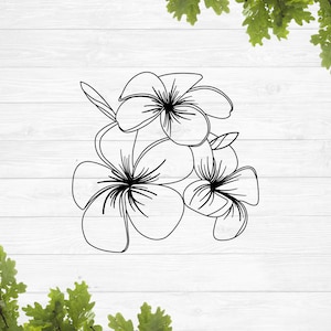 Plumeriabloem svg, tropische bloemen svg, eenvoudige Hawaiiaanse bloem svg, Hawaiiaanse bladeren svg, aloha svg