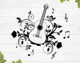 アート・デザイン・音楽 British Silhouette Artists & Their Work SVG, Acoustic Guitar Svg, Guitar Outline Svg, Musical