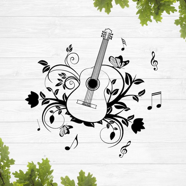 SVG, Acoustic guitar svg, guitar outline svg, musical instrument svg, guitar svg, music svg, vinyl stencil, guitar silhouette svg