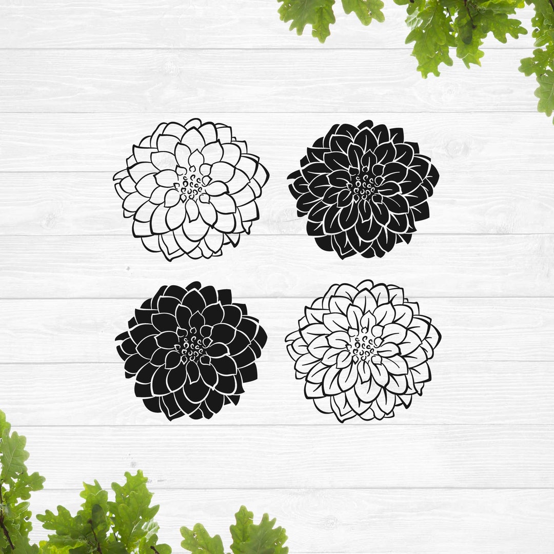 Dahlia Svg, Dahlia Flower Svg, Dahlia Silhouette Svg, Dahlia Stencil