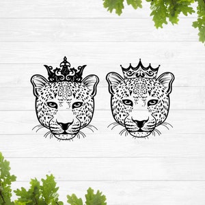 Leopard with crown svg, Leopard head svg, Leopard face svg
