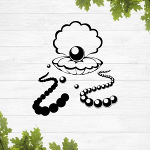 SVG, pearl svg, aka pearls svg, black pearl svg, clam shell svg, pearl necklace svg, string of pearls svg, sublimation designs, silhouette