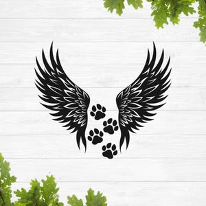 Hondenpoten met engelenvleugels svg, hondenpootafdruk svg, dierlijke pootafdruk svg, dieren in het wild print svg, kattenpoten svg, huisdier memorial svg