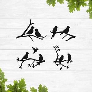 Oiseaux svg, svg oiseaux sur branches, branche d'arbre avec oiseaux svg, hirondelles sur une branche svg